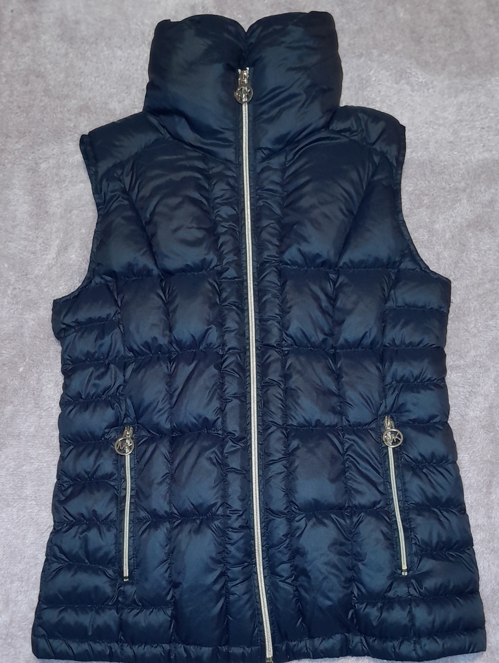 MICHAEL Michael Kors Dark Navy Quilted Puffer Vest with High Collar